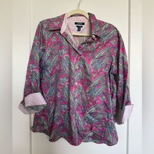 Chaps Pink Multicolor Paisley Button-Down Shirt